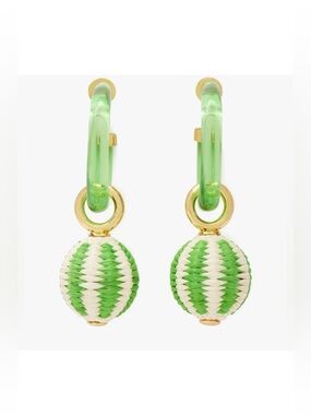 KATE SPADE FEELING BUBBLY RAFFIA CHARM HOOP EARRINGS - NWT